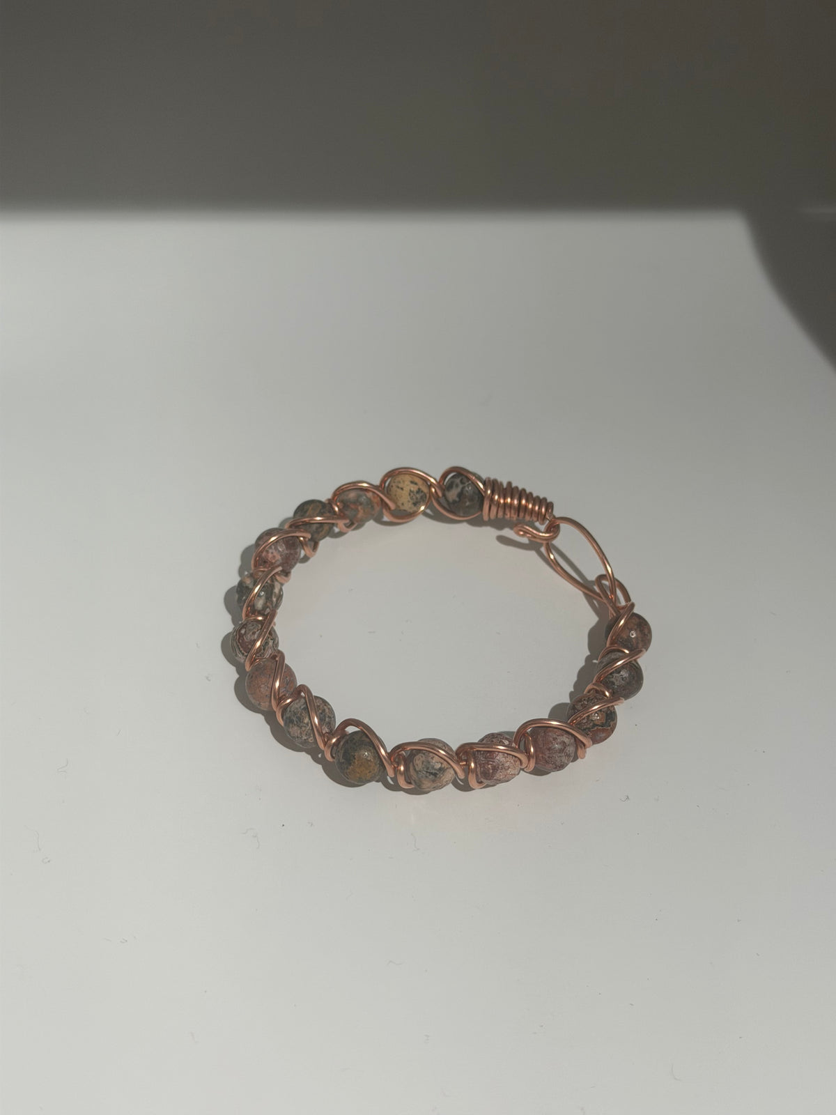 Picture Jasper Beaded Copper Bracelet