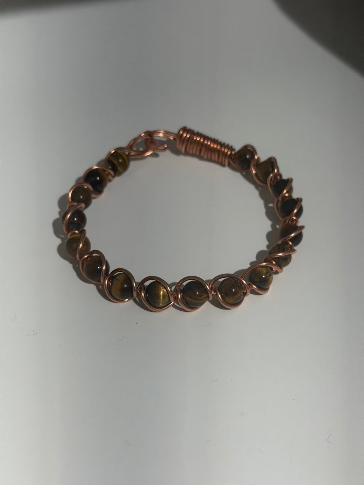 Tiger's Eye Beaded Copper Bracelet