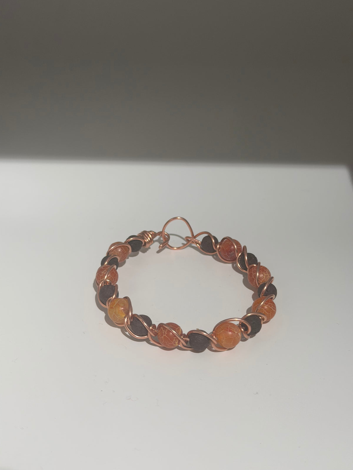 Orange Crackle Agate Beaded Copper