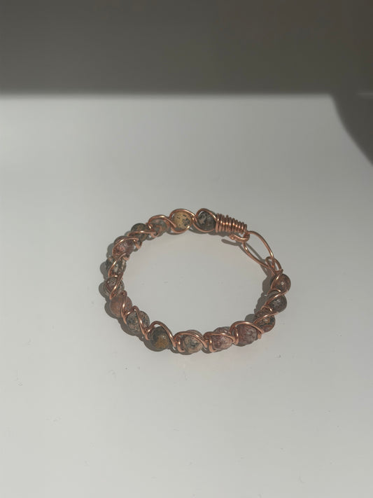 Picture Jasper Beaded Copper Bracelet