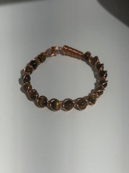 Tiger's Eye Beaded Copper Bracelet